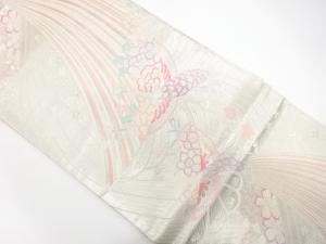 アンティーク　孔雀に牡丹模様織り出し袋帯（材料）